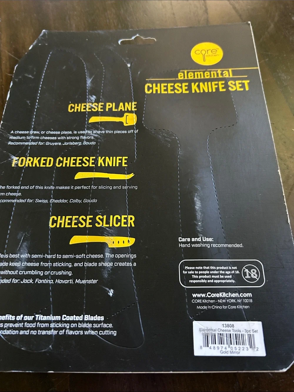 TAG Elemental Black and Gold Cheese Knife Set